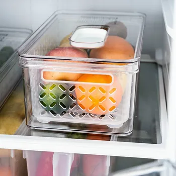Šaldytuvas Maisto produktų Laikymo Konteineriai Su Drainer Virtuvės Saugojimo Daržovių, Vaisių, Šviežių Lauke Organizatorius Su Dangteliu WF924