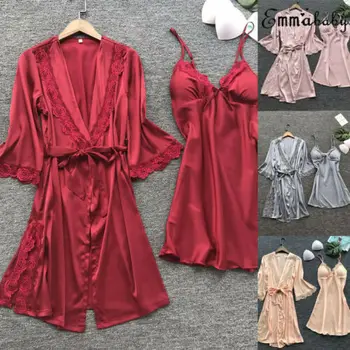 Šilko Satino Chalatas Kimono Padažu Suknelė Vestuvių Bridesmaid Sleepwear Chalatas Plius Dydis