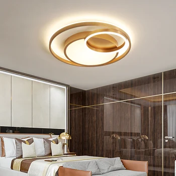 Šiuolaikinės Aukso Turas LED Lubų Lempos gyvenamojo Kambario, Miegamojo, šviesos srautą galima reguliuoti Nuotolinio Valdymo Akrilo Šviesos Patalpų Apšvietimas
