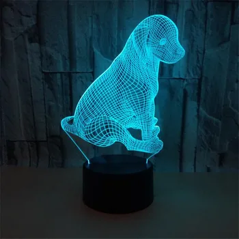 Šuo LED 3D Naktį Šviesos Mielas Šuo Kūrybos RGB Lentelės, Stalo Lempos Remote Touch Apdailos Lampara Vaikas Miegamojo, Dovanų Puošimas 3D Apšvietimas
