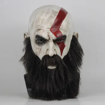 Žaidimas God Of War 4 Kratos Kaukė su Barzda Cosplay Siaubo Latekso Šalies Kaukės Šalmas Halloween Baisu Šalių Rekvizitai