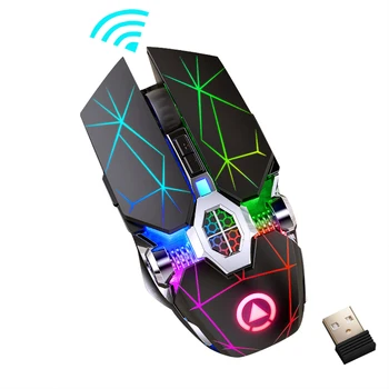 Žaidimų Pelės Įkrovimo Silent Wireless Mouse LED Apšvietimu 2.4 G USB 1600DPI Optinė, Ergonomiškas Pelės Žaidėjus Desktop PC Nešiojamas kompiuteris